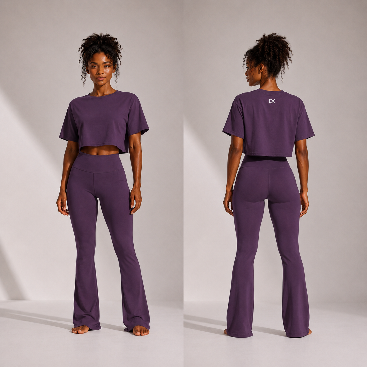 Crop Top Set with Flare Pants