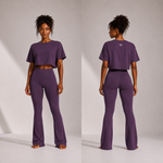 Crop Top Set with Flare Pants